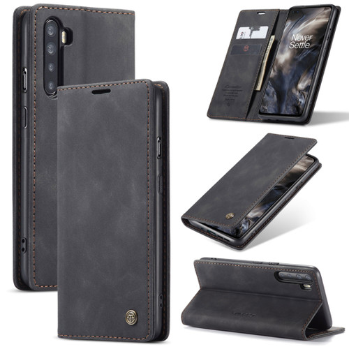 OnePlus Nord CaseMe 013 Multifunctional Retro Frosted Horizontal Flip Leather Case with Card Slot & Holder & Wallet - Black